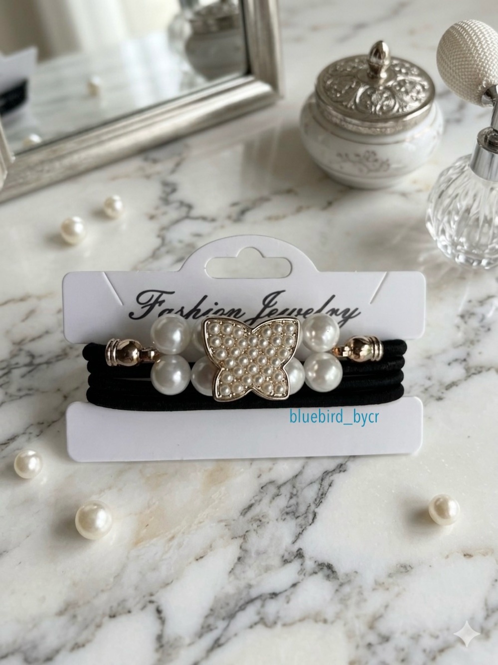 Pearl Butterfly Elastic Hair Tie Set